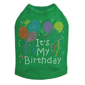 Its My Birthday Dog Tank in Large Green
